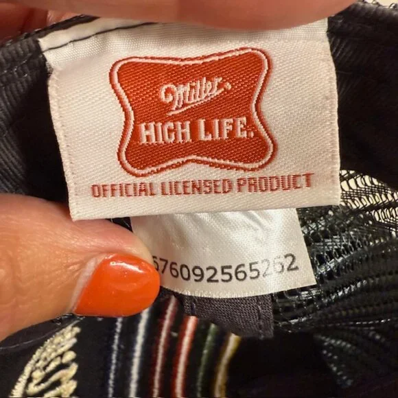 Miller High Life Snapback Hat Beer Multicolor 6 Stripe Mesh Trucker Licensed - Picture 3 of 7